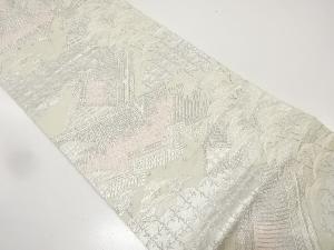 アンティーク　屋敷風景模様織り出し袋帯（着用可）